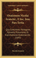 Orationum Nicolai Avancini, E Soc. Jesu, Pars Tertia