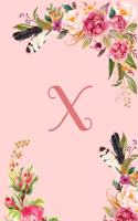 Monogram Initial Letter X Notebook for Women and Girls