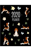 Yoga Hunde Planer 2020: Monatsplaner 2020 mit Wochenübersicht - Raum für Notizen - Januar - Dezember 2020 Agenda - Ideal für die Schule, Studium und das Büro