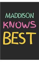 Maddison Knows Best: Lined Journal, 120 Pages, 6 x 9, Maddison Personalized Name Notebook Gift Idea, Black Matte Finish (Maddison Knows Best Journal)