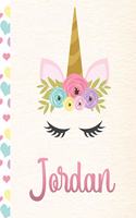 Jordan: Personalized Unicorn Journal For Girls - 8.5x11 110 Pages Notebook/Diary With Pink Name