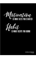 Motivation Is What Gets You Started Habit Is What Keeps You Going: Journal, Notebook, Or Diary - 120 Blank Lined Pages - 7" X 10" - Matte Finished Soft Cover