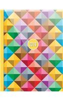 2019 Planner; Pyramid Rainbow: 12 Months Week to two-page Diary 140 pages 8.5 x 11 with Contacts - Password - Birthday lists(2019 Weekly Planner Organizer Diary Journal)