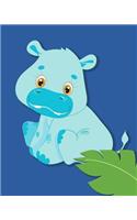 120 Page Handwriting Book: College Ruled Notebook Composition Book Diary Baby Hippo Princess Blue