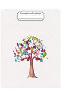 Composition Notebook Watercolor Tree Design Vol 9: 8.5x11 120-Page College-Ruled Lined Paper(9 Watercolor Trees)