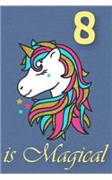 8 Is Magical - Birthday Unicorn Lined Journal
