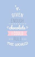 Given Enough Chocolate I Could Rule the World Lined Quote Journal