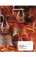 Burning Skulls - Composition Notebook - College Ruled - 7.44 x 9.69 200 Pages