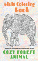 Cozy Forest Animal - Adult Coloring Book - Armadillo, Wolverine, Raccoon, Cheetah, other