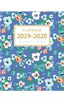 Planner 2019-2020 Academic Year: 8x10 Weekly Monthly Notebook Organizer with Hourly Time Slots Cute Abstract Flower Design Blue