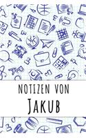 Notizen von Jakub: Kariertes Notizbuch mit 5x5 Karomuster für deinen personalisierten Vornamen