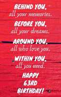 Behind You All Your Memories Before You All Your Dreams Happy 63rd Birthday