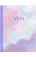 Vera: Personalized Composition Notebook - College Ruled (Lined) Exercise Book for School Notes, Assignments, Homework, Essay Writing. Purple Pink Blue Cov