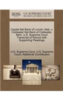 Capital Nat Bank of Lincoln, NEB, V. Coldwater Nat Bank of Coldwater, Mich. U.S. Supreme Court Transcript of Record with Supporting Pleadings