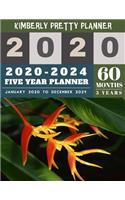 5 Year Planner 2020-2024: 2020-2024 yearly and monthly planner to plan your short to long term goal with username and password record page - wild floral design