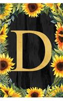 D - Monogrammed Sunflower Journal
