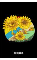 Notebook: Sunflower Notebook Blank Line Hippie Journal Lined with Lines 6x9 120 Pages Checklist Record Book Flowers Peace Cute Take Notes Planner Paper Christ