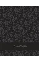 Cornell Notes: Black Floral, Note Taking Notebook, Cornell Note Taking System Book, US Letter 120 Pages Large Size 8.5" x 11" School and College Ruled Notebooks