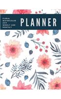 Floral Watercolor 2019 Weekly and Monthly Planner: Weekly Pages and Monthly Calendars Format with Habit Tracker, Moon Phases, Monthly National Themes, Daily Holidays (both quirky and federal), Birthd