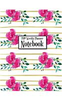 2019 Weekly Planner Notebook: Roses and Gold Stripes Weekly Planner to Help You Get Organized and Stay Organized