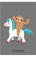 Notebook: Sweet Sloth Riding Unicorn Large 6x9 Classic 110 Dot Grid Pages Notebook for Notes, Lists, Musings, Bullet Journaling, Calligraphy and Hand Letterin