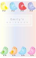 Emily's Notebook: Personalized Writing Journal With Birds And Name