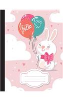 White Rabbit With Balloon Or Mini bunny - Composition Notebook
