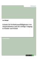 Gründe für Verhaltensauffälligkeiten von Adoptivkindern und der richtige Umgang in Familie und Schule: (German)
