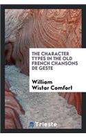 The Character Types in the Old French Chansons de Geste