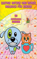 Lustige Katzen und Hunde Malbuch für Kinder