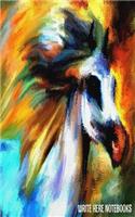 Write Here Notebooks: Horse Journal/Diary/Notebook Blank Paper 100 Pages 5"x8" Composition Book Abstract Horse