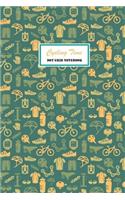 Cycling Time Dot Grid Notebook: 120 pages Cream Paper Compact 6" x 9" Blank Bullet Journal / Planner / To-do List with Cycling Gears Cover in Grey Green Pattern