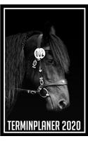 Terminplaner 2020: Jahresplaner von September 2019 bis Dezember 2020 mit Pferd - Planer mit 174 Seiten in weiß im Format A5 mit glänzendem Soft Cover.