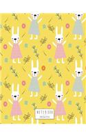 Notebook: Cute bunny on yellow cover and Dot Graph Line Sketch pages, Extra large (8.5 x 11) inches, 110 pages, White paper, Sketch, Draw and Paint(3 Cute Bunny on Yellow Notebook)