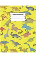 Composition Book: Dinosaur Composition Book, Journal For Kids, 120 Pages, Wide Ruled Book, 8.5" x 11", Dinosaurs On Cover