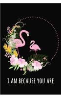 I Am Because You Are: Beautiful Novelty Mother's Day Gift Notebook: Mom Mum Appreciation Journal Wreath Pink Flamingo