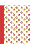 I Love Cupcakes!: Cupcake Sketch Journal (Red) 8x10 - Pages are LINED ON THE BOTTOM THIRD with blank space on top