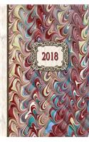 2018 Diary Marble Waves Design: 13 Months & Week to Page Planner 130 Pages 6x 9 with Contacts - Password - Birthday Lists & Notes