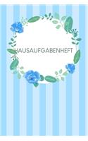 Hausaufgabenheft: Heft für Kinder + Schüler + Studenten - Motiv: Blaue Aquarellblumen