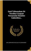 Quid Tribuendum Sit Versibus Linguae Vernaculae Similiter Cadentibus...