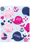 Draw And Write Journal: Cute Whale Journal/Notebook For Children Animals Lovers to Writing and Drawing (8x10 Inch. 20.32x25.4 cm.) Story Paper 120 Pages (PINK&RED&BLUE&WHIT