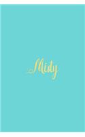 Misty: Personalized Name Turquoise Matte Soft Cover Notebook Journal to Write In. 120 Blank Lined Pages