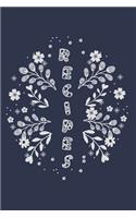Recipes: Navy Blue & White Floral Blank Recipe Notebook Organizer Journal To Write In With Alphabetical ABC Index Tabs