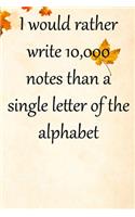 I would rather write 10,000 no single letter of the alphabet