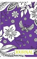 Journal: 6x9 Lined Journal (Butterfly Garden, black and white illustrations on purple cover)