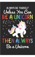 Always Be Yourself Unless You Can Be A Unicorn Then Always Be A Unicorn: Funny Unicorn Journal Notebook, 6x9 Wide Black Ruled Lined With 120 Pages