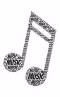 Music: Notebook, Journal - Lined Paper - 120 Pages DIN A5 (6 x 9") - Notes, Drawings, Planer, Diary, Organization - Word Cloud Present