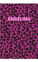Angelina: Personalized Pink Leopard Print Notebook (Animal Skin Pattern). College Ruled (Lined) Journal for Notes, Diary, Journaling. Wild Cat Theme Design wi