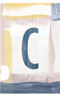 C: Monogrammed Journal (Notebook/Diary) with Indigo Blue Abstract Painting Cover(3 Watercolor Monogram)