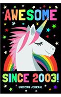 Awesome Since 2003 Unicorn Journal